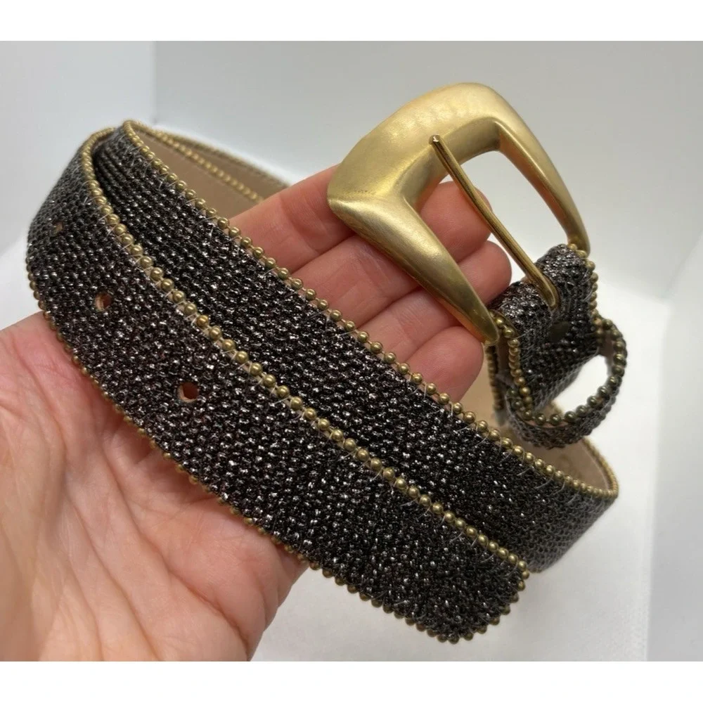 Vintage Motion East Textured Belt Gold Buckle Bead-Like Finish Made in USA 38